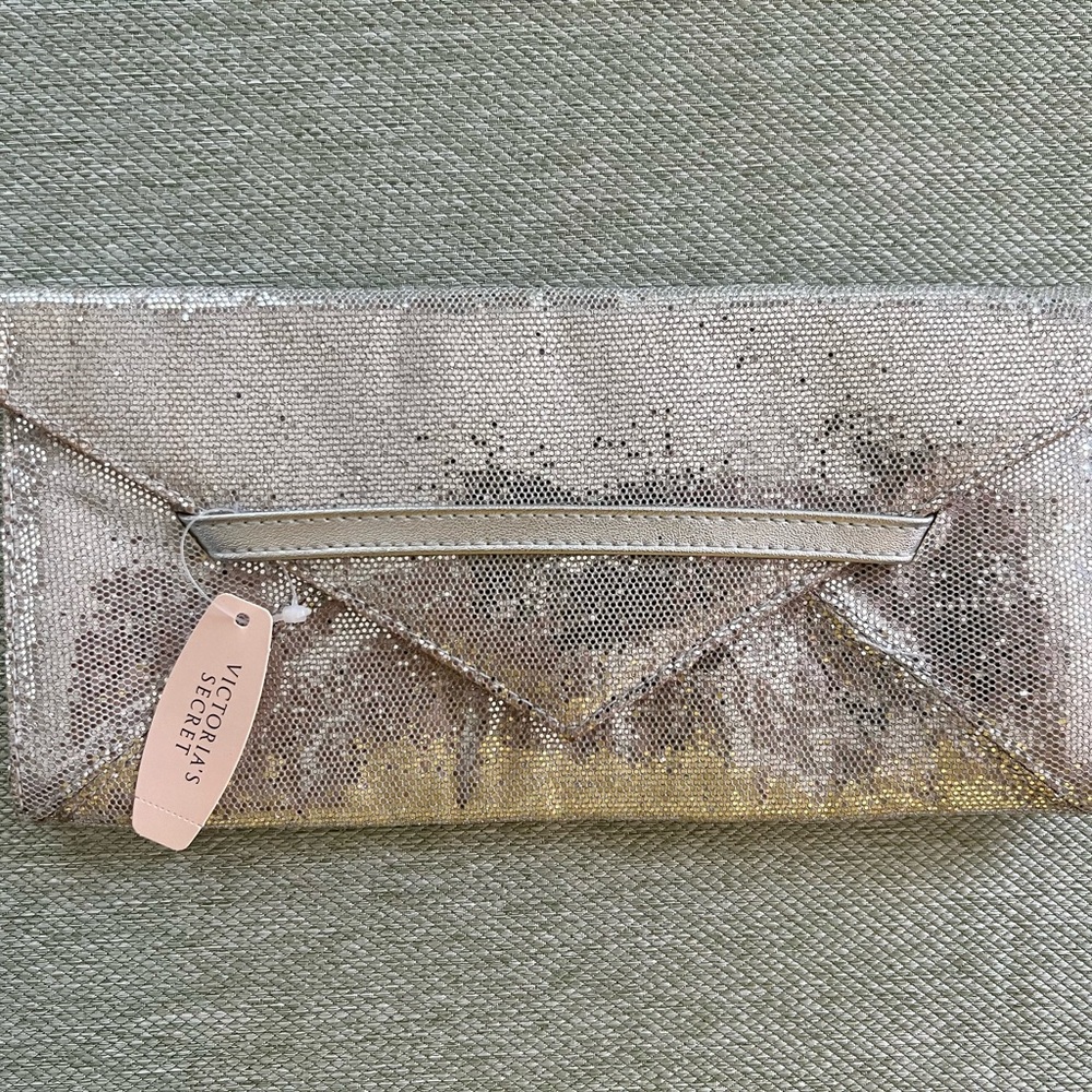 Victorias Secret envelope wallet purse silver sparkle glitter